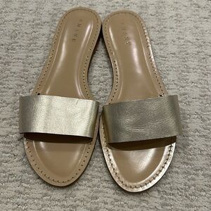 Amanu gold/leather slides